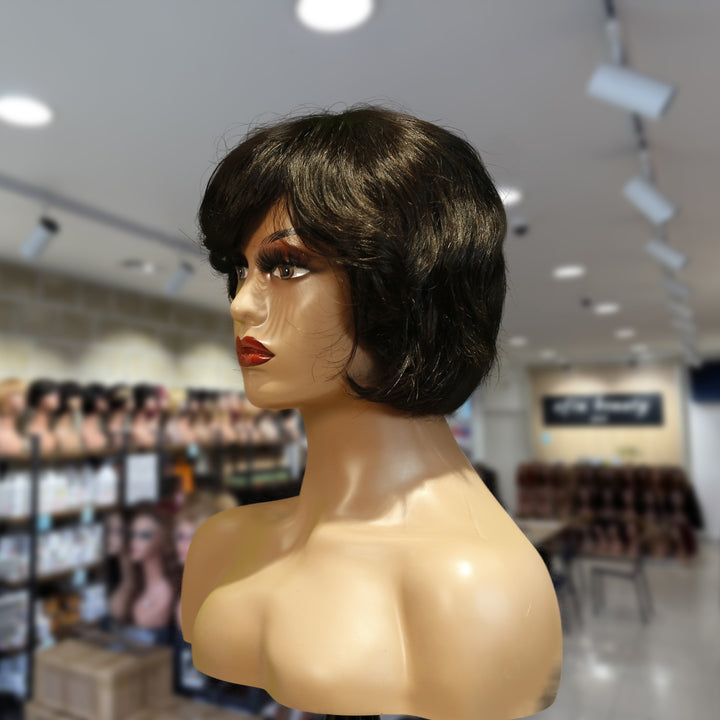 Christy V Machine-Made Black Wig Remy Hair TC063