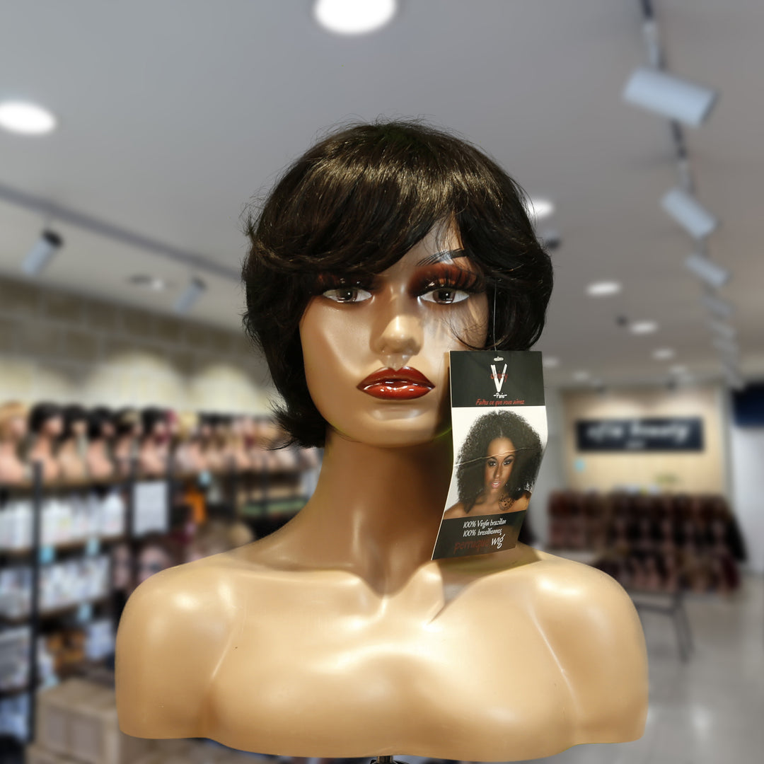 Christy V Machine-Made Black Wig Remy Hair TC063