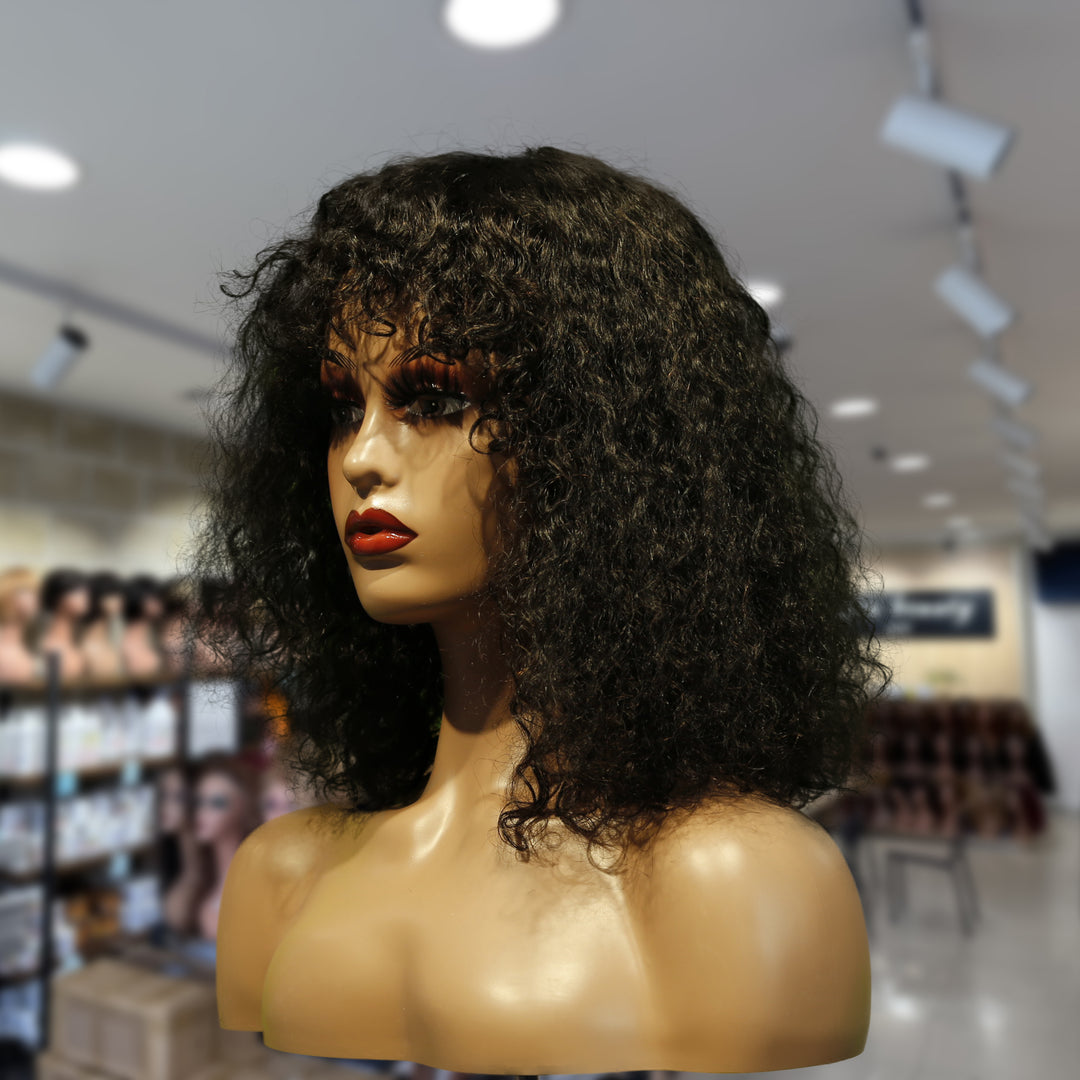 Christy V Machine-Made Black Wig Remy Hair TC047