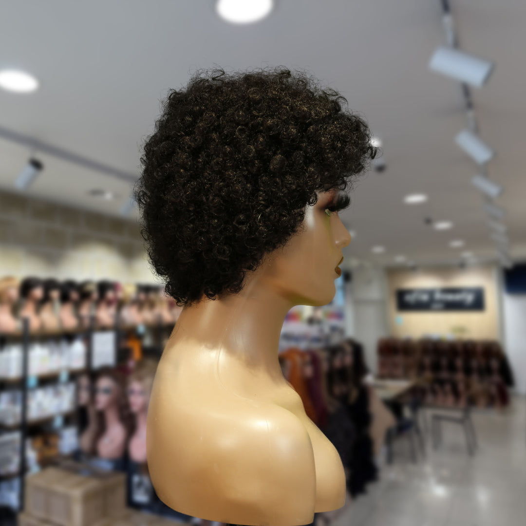 Christy V Machine-Made Black Wig Remy Hair H023