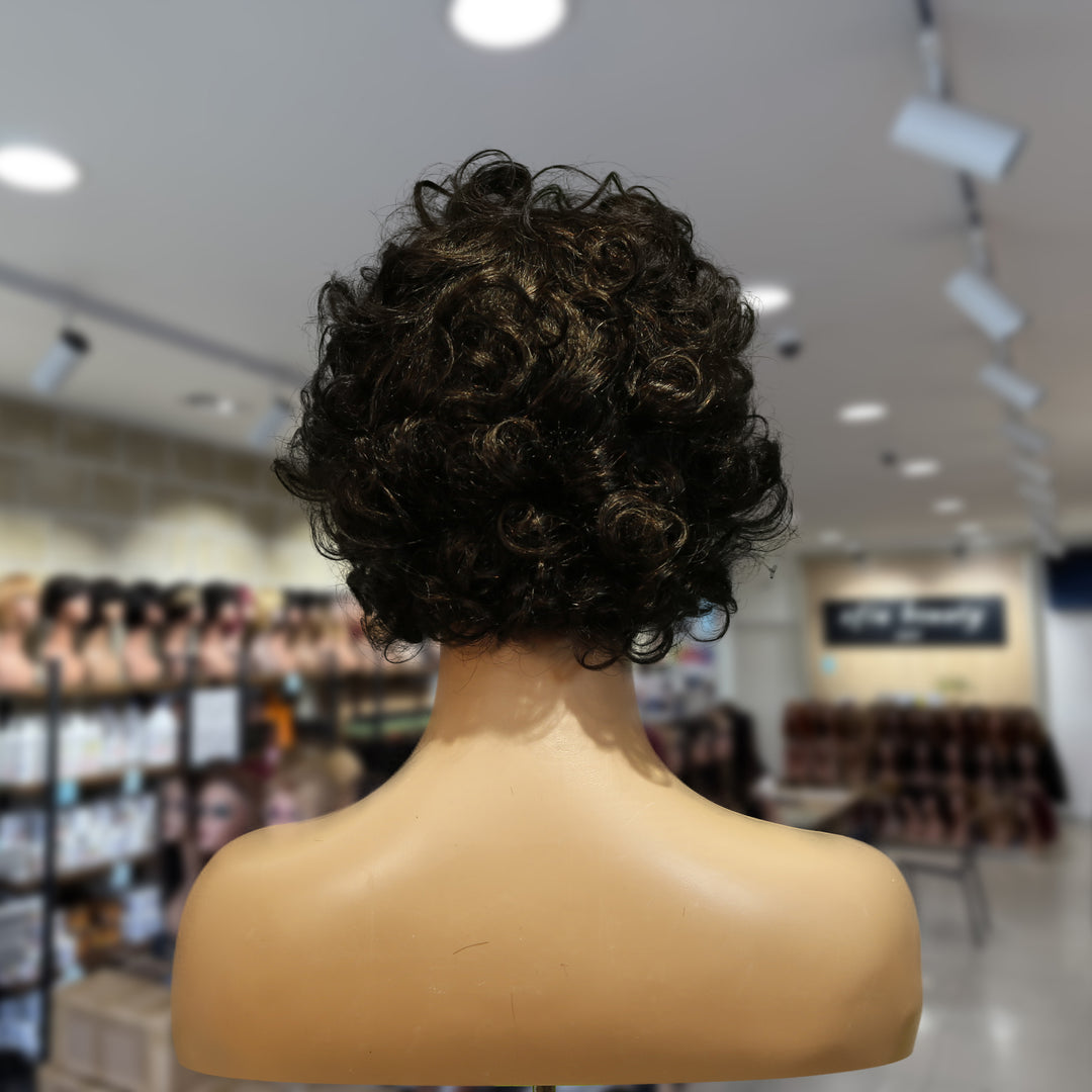 Christy V Machine-Made Black Wig Remy Hair TC002