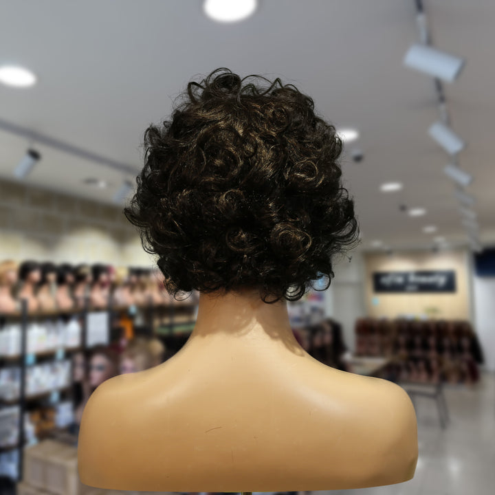 Christy V Machine-Made Black Wig Remy Hair TC002