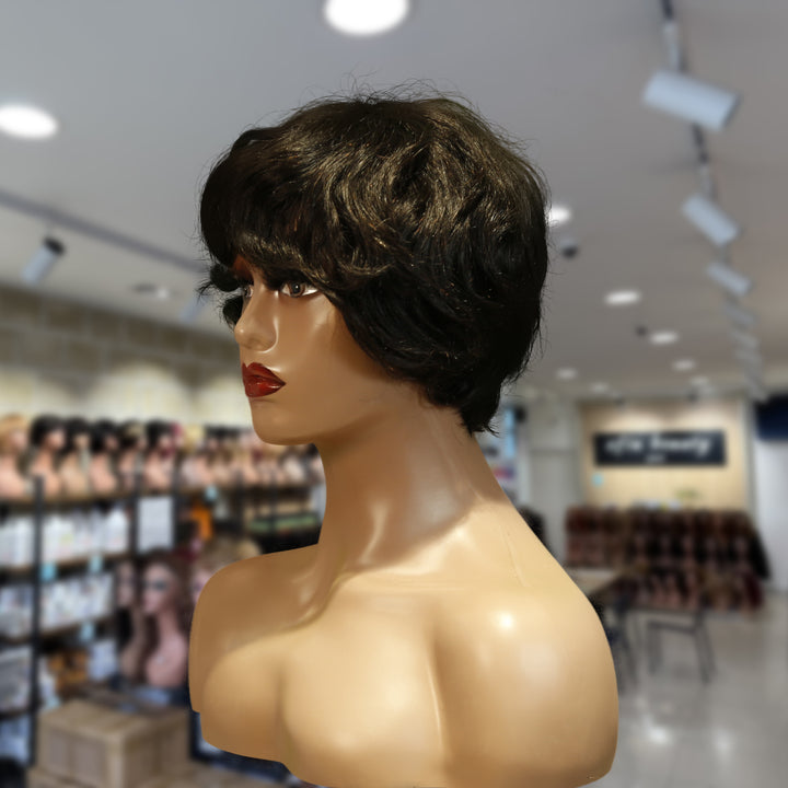 Christy V Machine-Made Black Wig Remy Hair TC16
