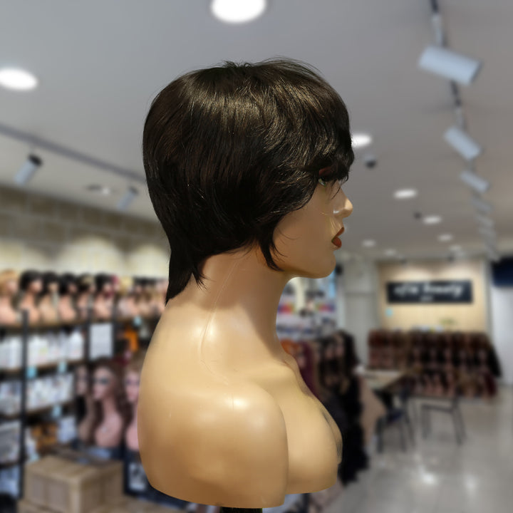 Christy V Machine-Made Black Wig Remy Hair H081