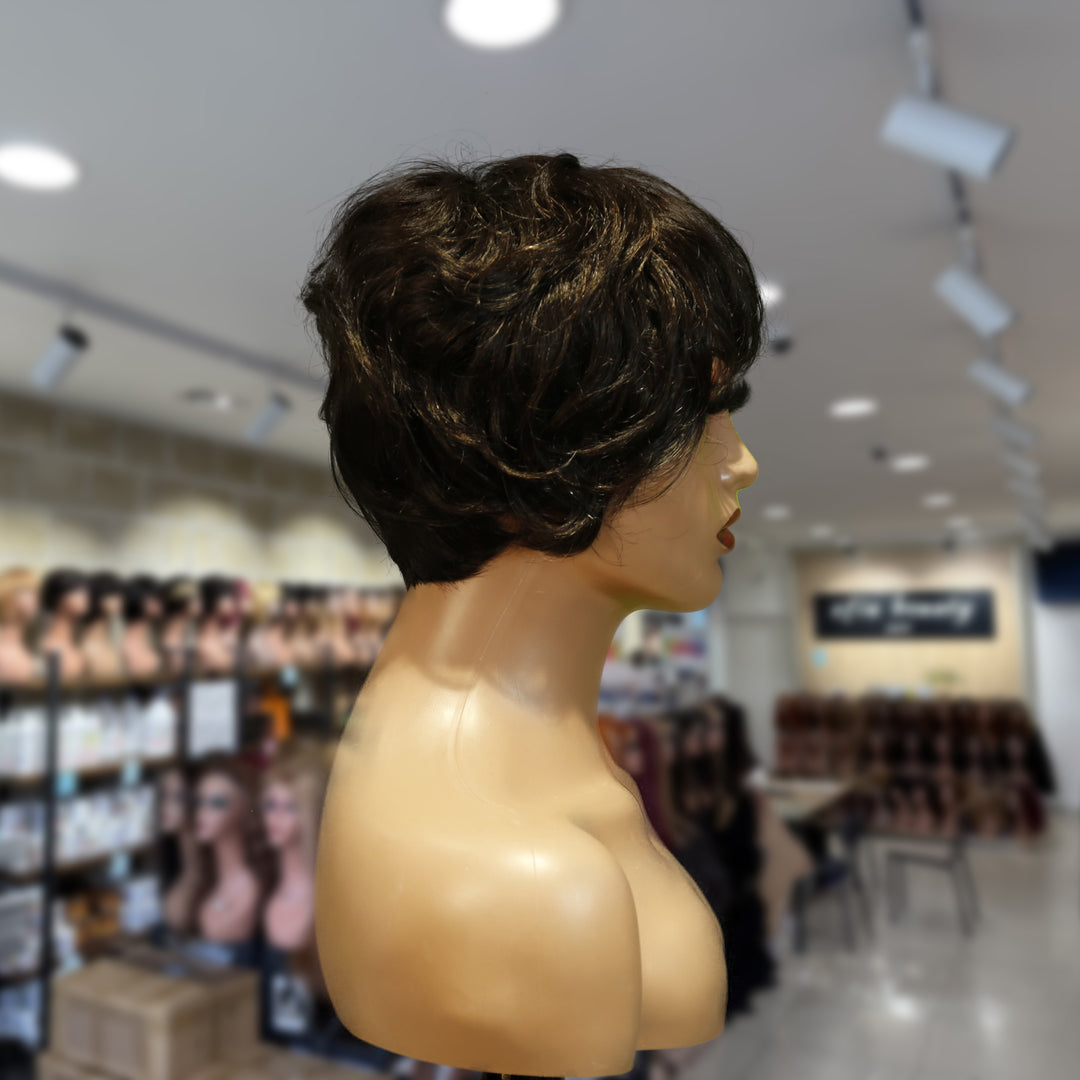 Christy V Machine-Made Black Wig Remy Hair TC041