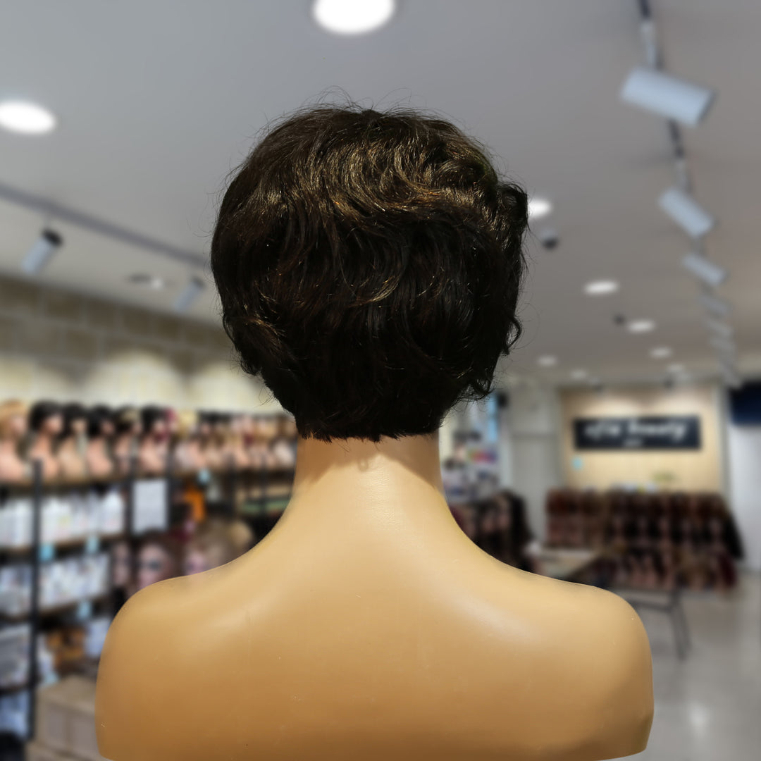 Christy V Machine-Made Black Wig Remy Hair TC041