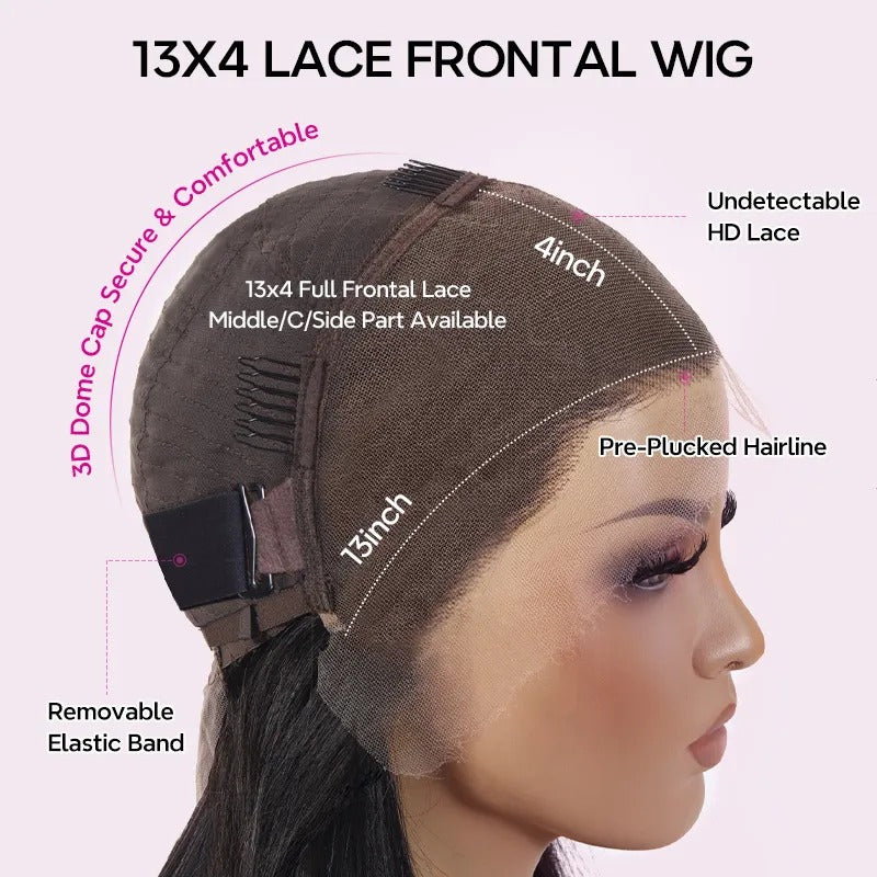 Christy V 13x4 Straight Lace Front Wig Natural Black Remy Hair