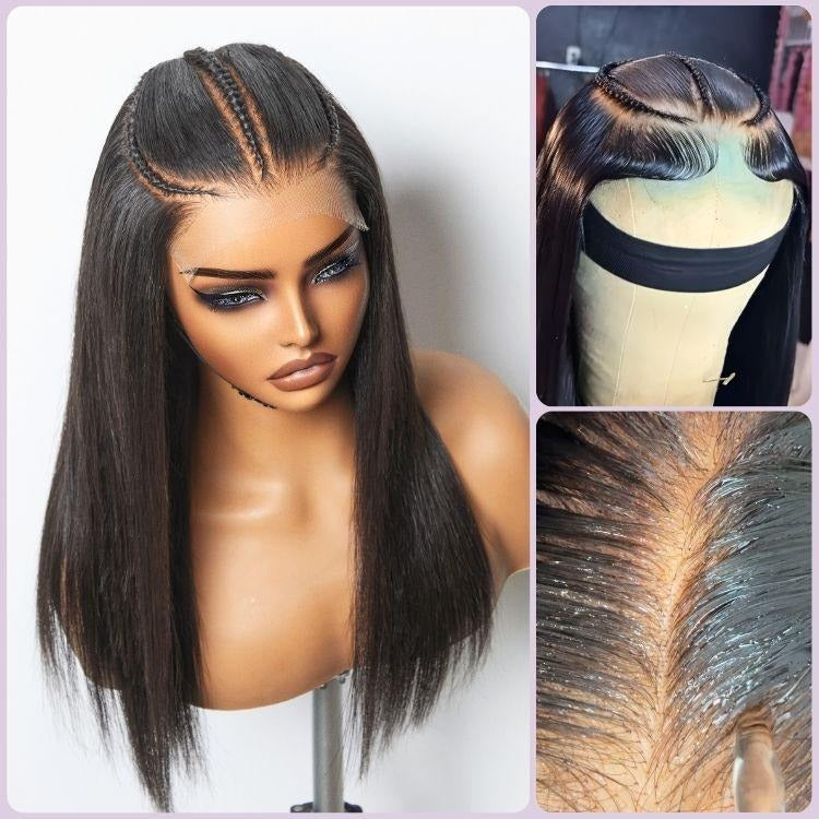 Christy V Natural Black Asian Raw Hair 6x7 HD Lace Closure Straight Human Hair Wig