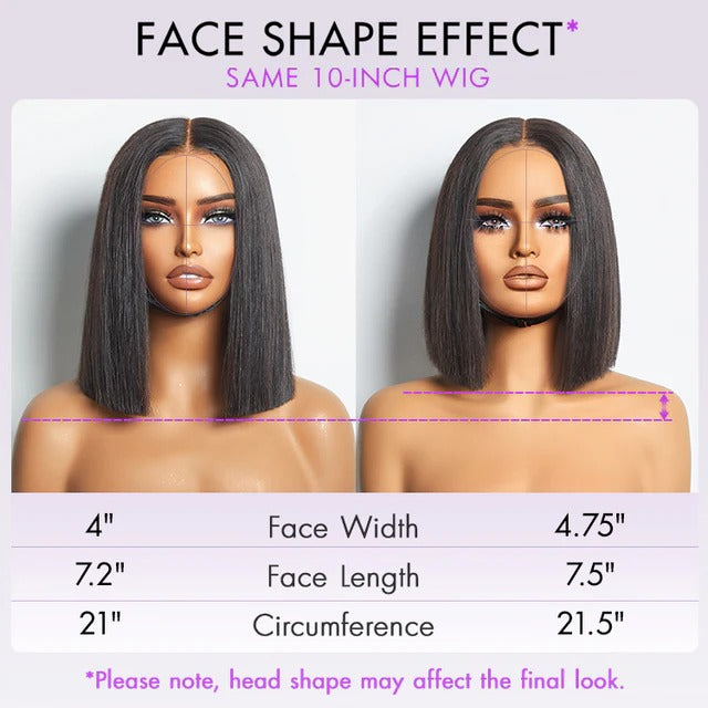 Glueless 5x5 Closure HD Lace Silky Straight Asian Raw Hair Short Bob Human Hair Wig