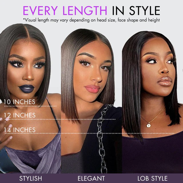 Glueless 5x5 Closure HD Lace Silky Straight Asian Raw Hair Short Bob Human Hair Wig
