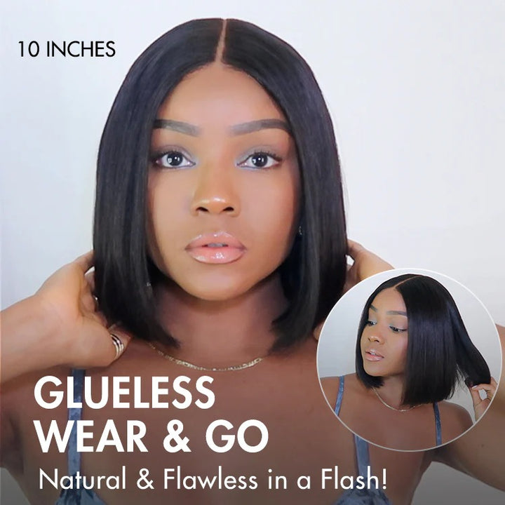 Perruque Bob sans dentelle Laos 8' | Perruque Bob naturelle sans dentelle 8 pouces