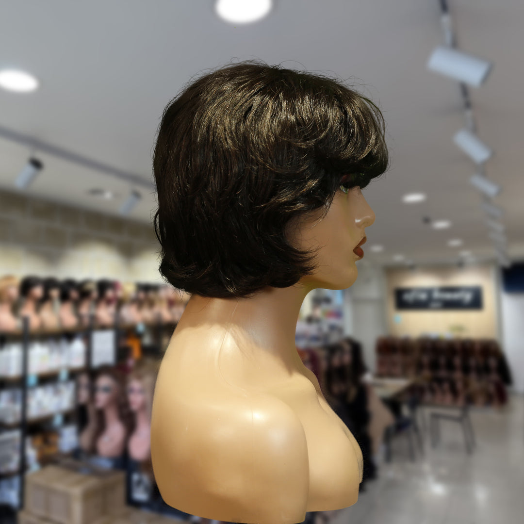 Christy V Machine-Made Black Wig Remy Hair TC063