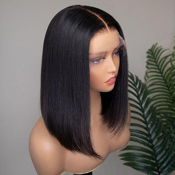 Glueless 5x5 Closure HD Lace Silky Straight Asian Raw Hair Short Bob Human Hair Wig