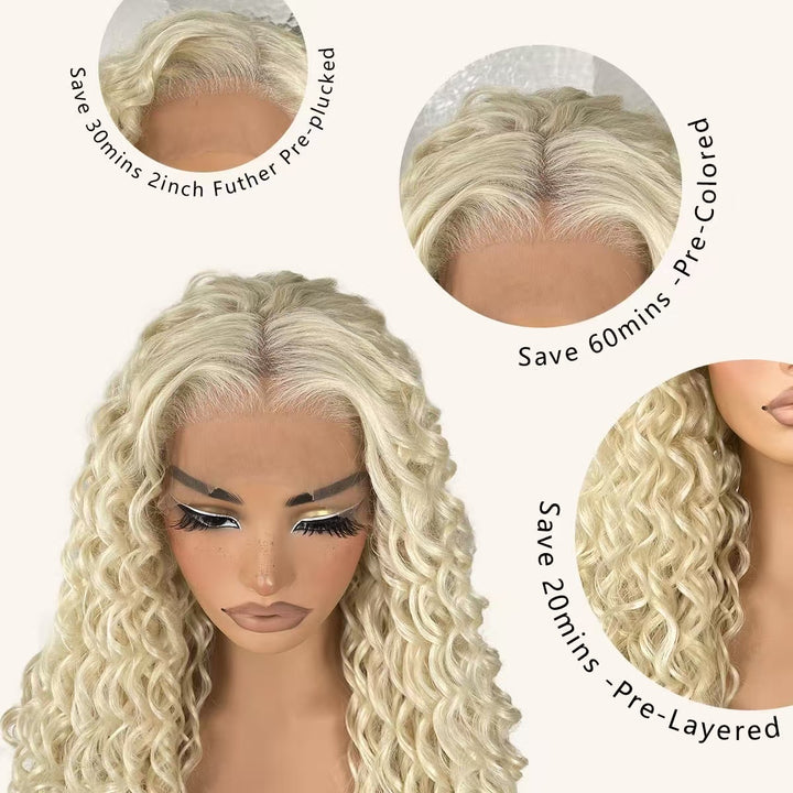 Christy V 13x4 Deep Wave Lace Front Wig 613 Remy Hair