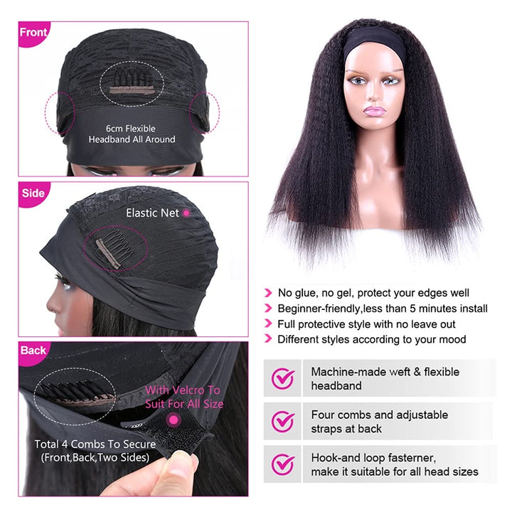 Christy V Yaki Straight Headband Wig Remy Hair