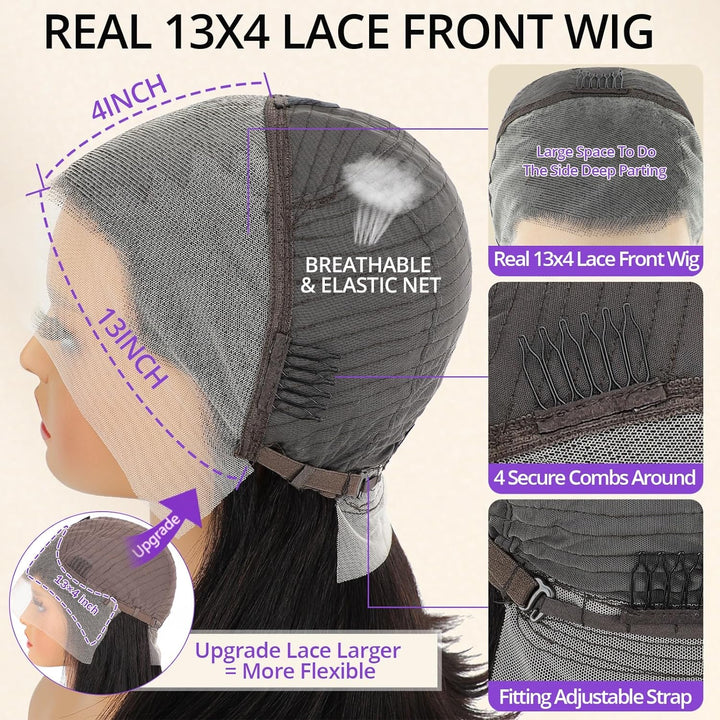 Christy V 13x4 Straight Lace Front Wig Natural Black Remy Hair Bob