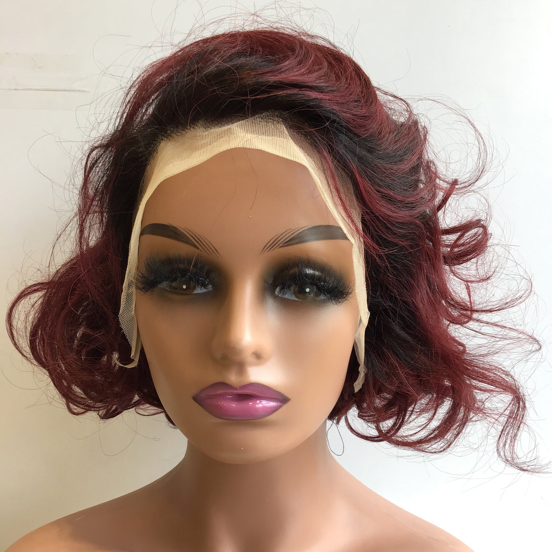 Christy V 13x4 Loose Wave Lace Front Wig Color Remy Hair 8 Inch
