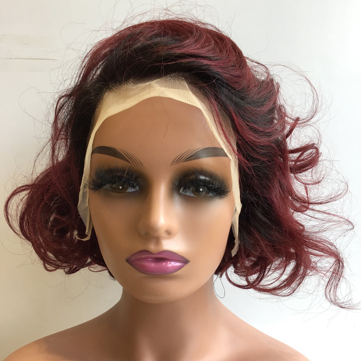 Christy V 13x4 Loose Wave Lace Front Wig Color Remy Hair 8 Inch
