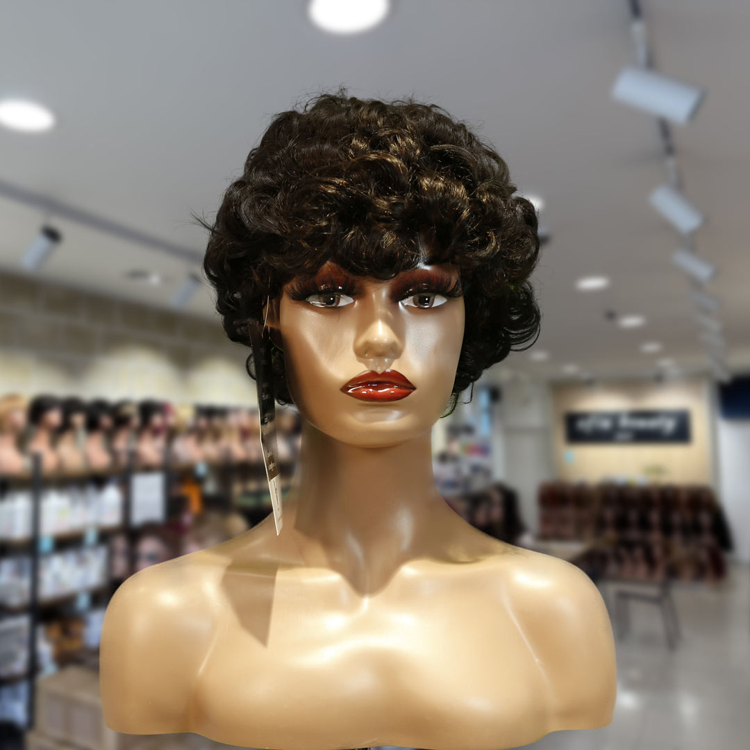 Christy V Machine-Made Black Wig Remy Hair TC064