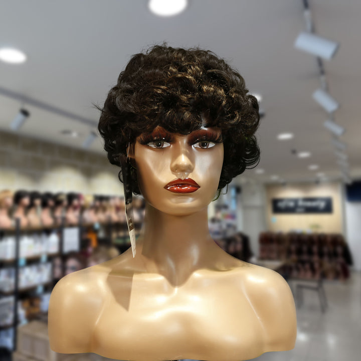 Christy V Machine-Made Black Wig Remy Hair TC064