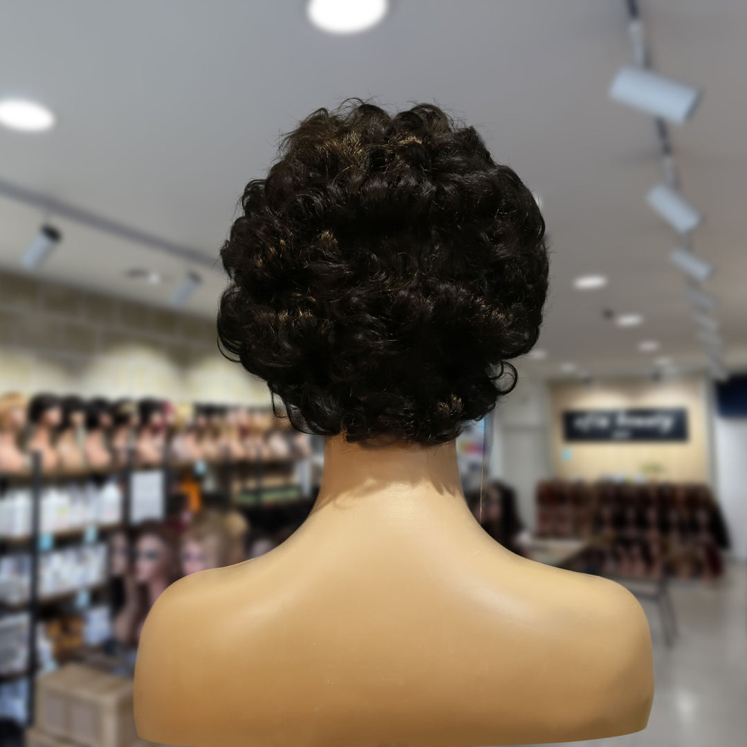 Christy V Machine-Made Black Wig Remy Hair TC064