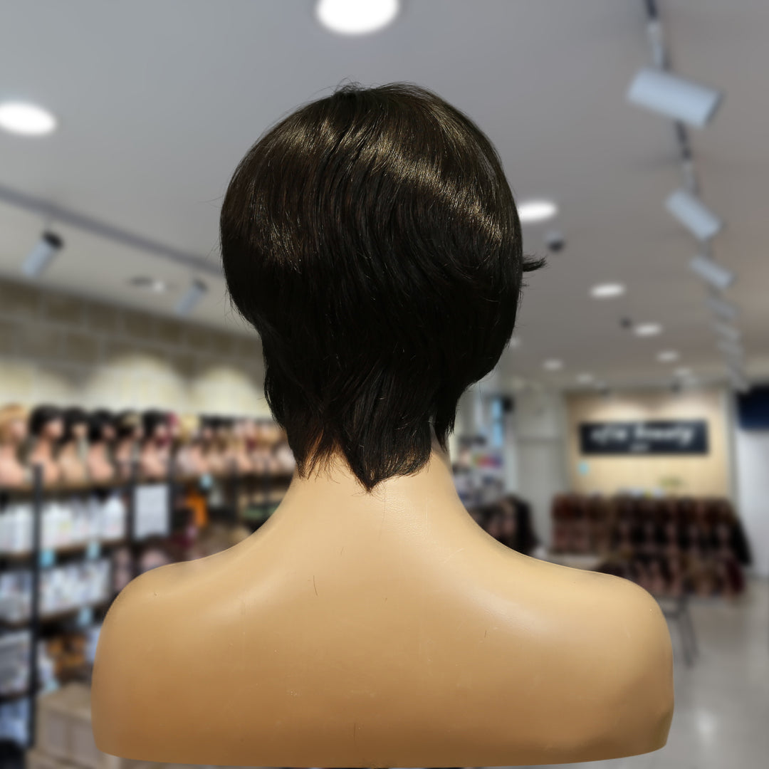 Christy V Machine-Made Black Wig Remy Hair H081