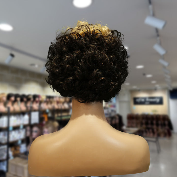 Christy V Machine-Made Black Wig Remy Hair TC004