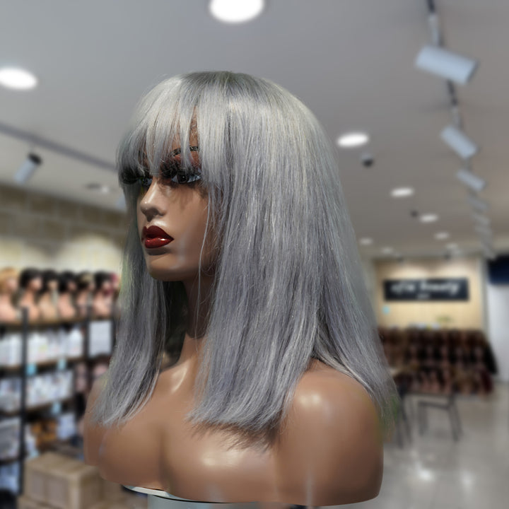 Christy V Machine-Made Gray Wig Remy Hair 12p