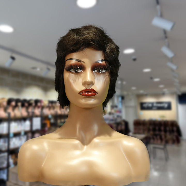 Christy V Machine-Made Black Wig Remy Hair H001