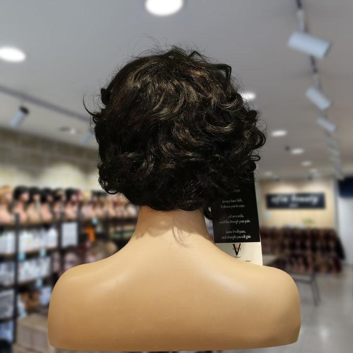 Christy V Machine-Made Black Wig Remy Hair TC068