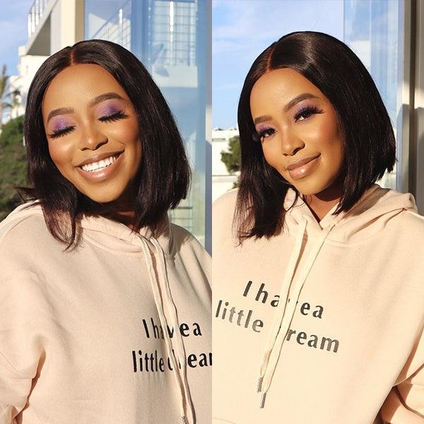Glueless 5x5 Closure HD Lace Silky Straight Asian Raw Hair Short Bob Human Hair Wig