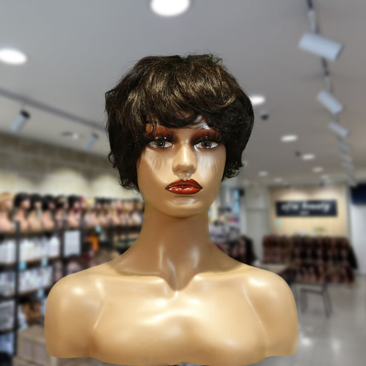 Christy V Machine-Made Black Wig Remy Hair TC041