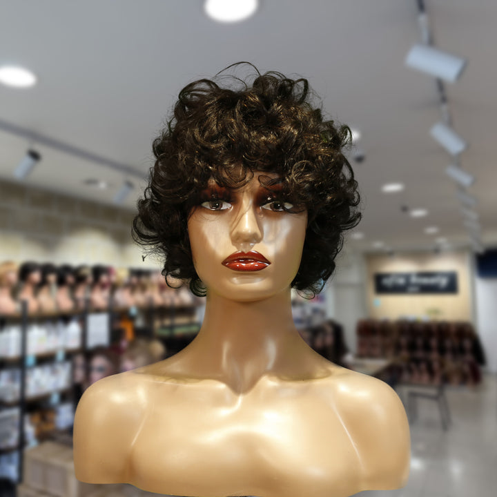 Christy V Machine-Made Black Wig Remy Hair TC002