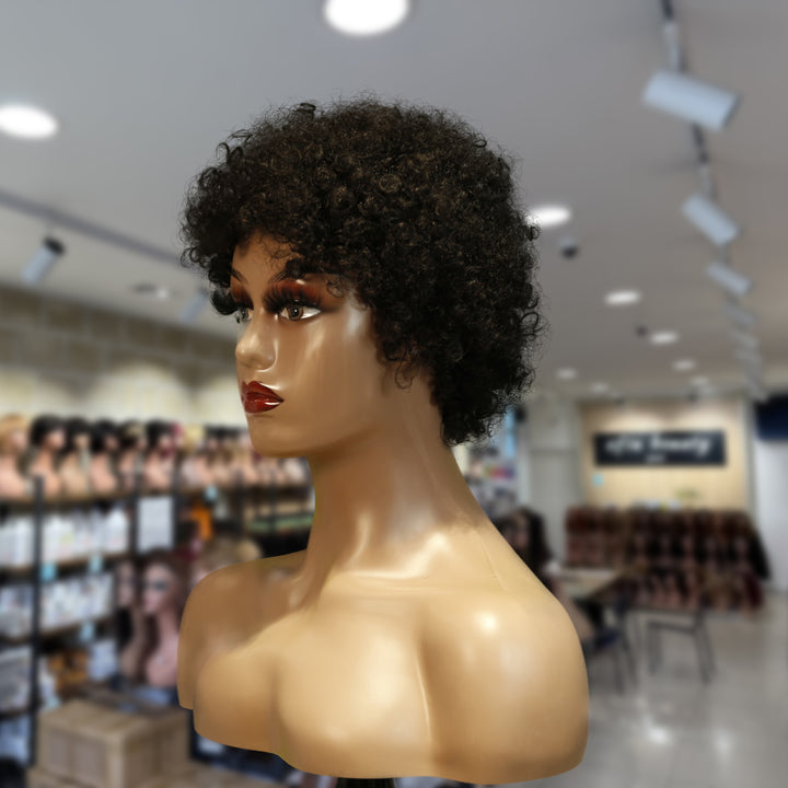 Christy V Machine-Made Black Wig Remy Hair H023