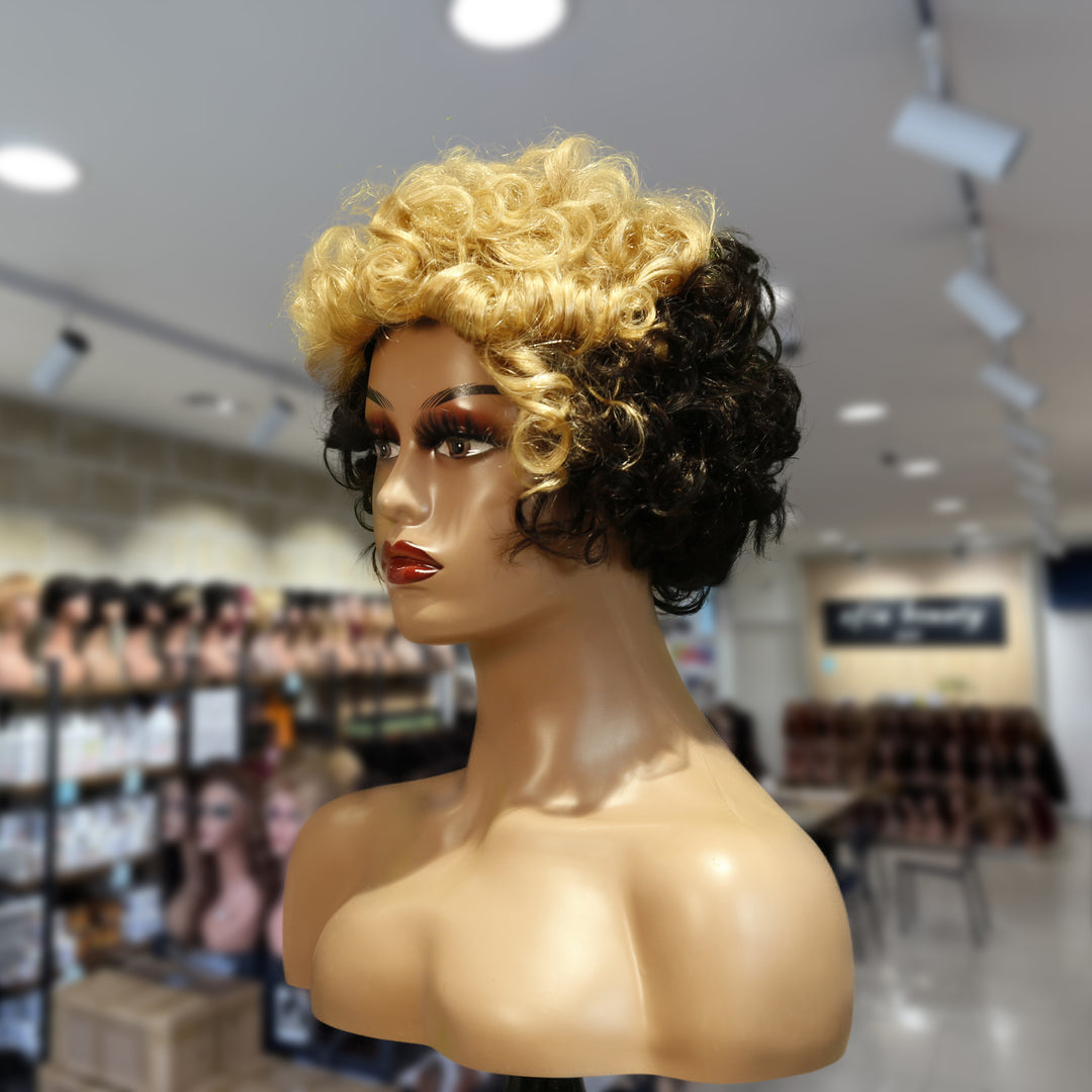 Christy V Machine-Made Black Wig Remy Hair TC004