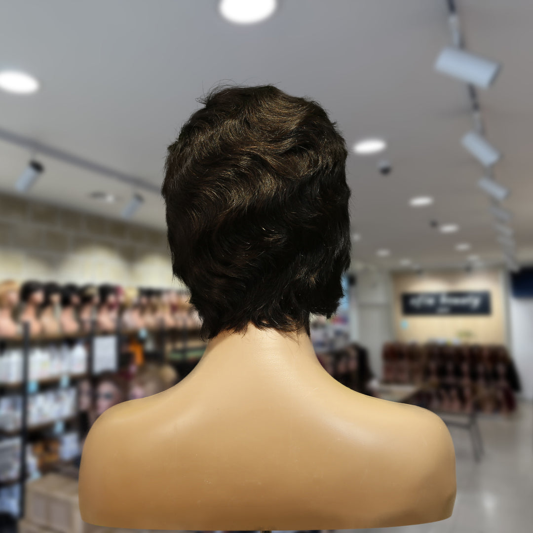 Christy V Machine-Made Black Wig Remy Hair H001