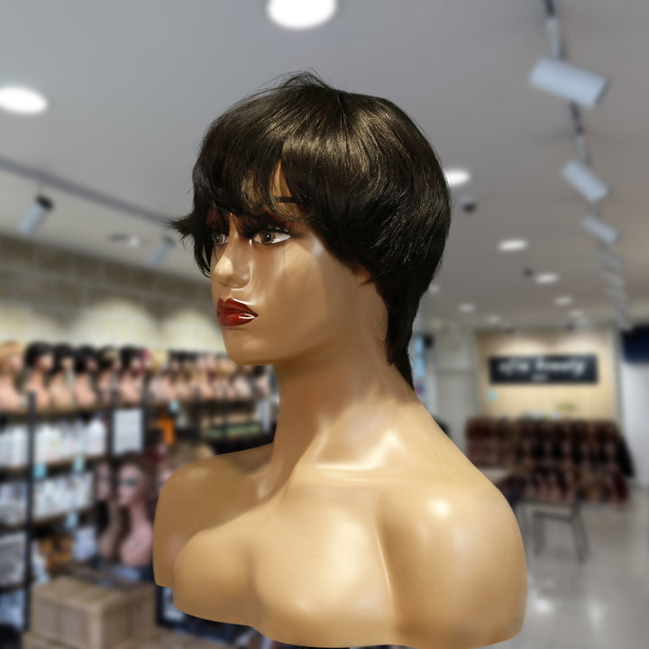 Christy V Machine-Made Black Wig Remy Hair H081