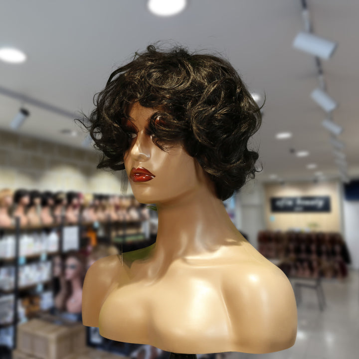 Christy V Machine-Made Black Wig Remy Hair TC068