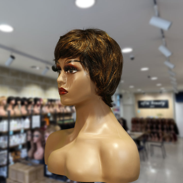 Christy V Machine-Made Black Wig Remy Hair TC066