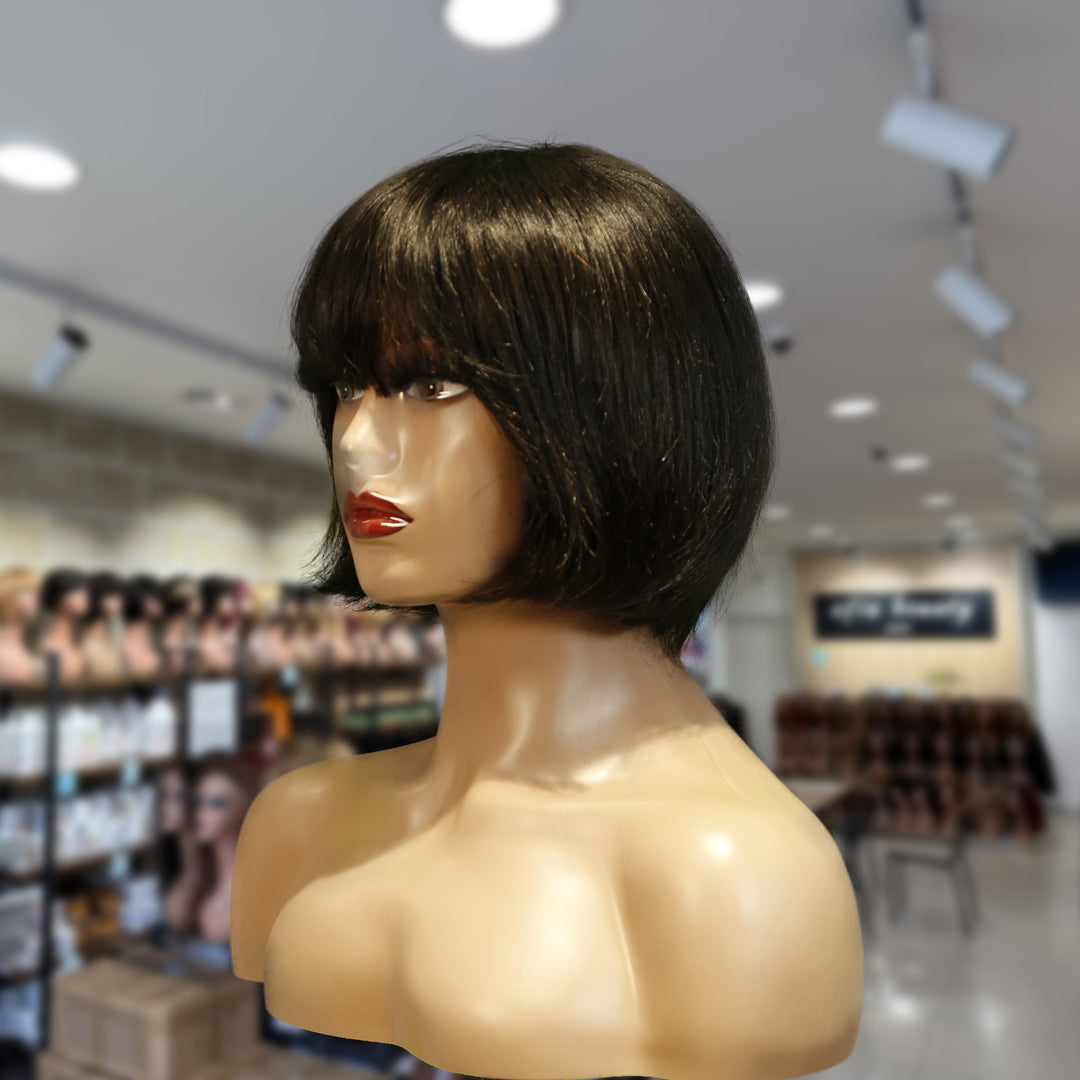 Christy V Machine-Made Black Wig Remy Hair H009