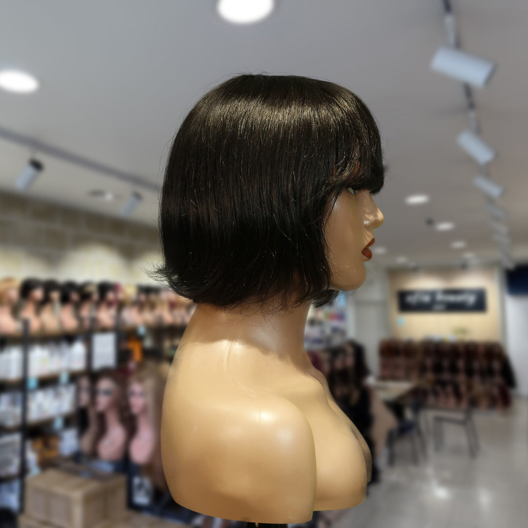 Christy V Machine-Made Black Wig Remy Hair TC027
