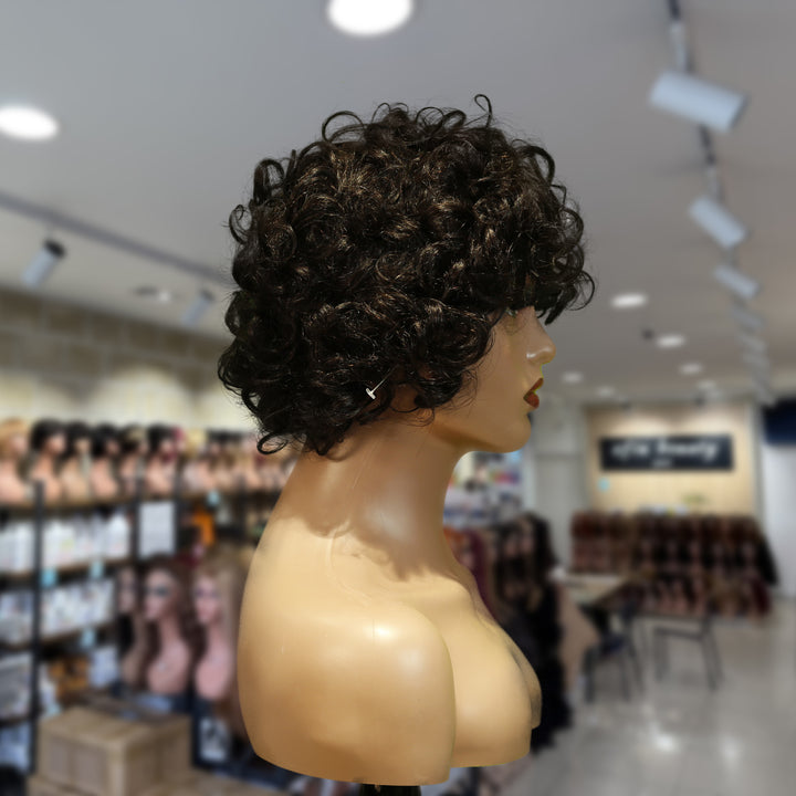 Christy V Machine-Made Black Wig Remy Hair TC002