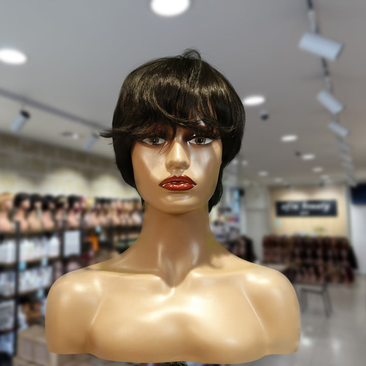 Christy V Machine-Made Black Wig Remy Hair H081