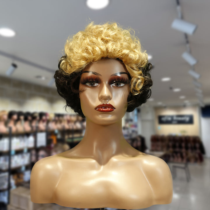 Christy V Machine-Made Black Wig Remy Hair TC004