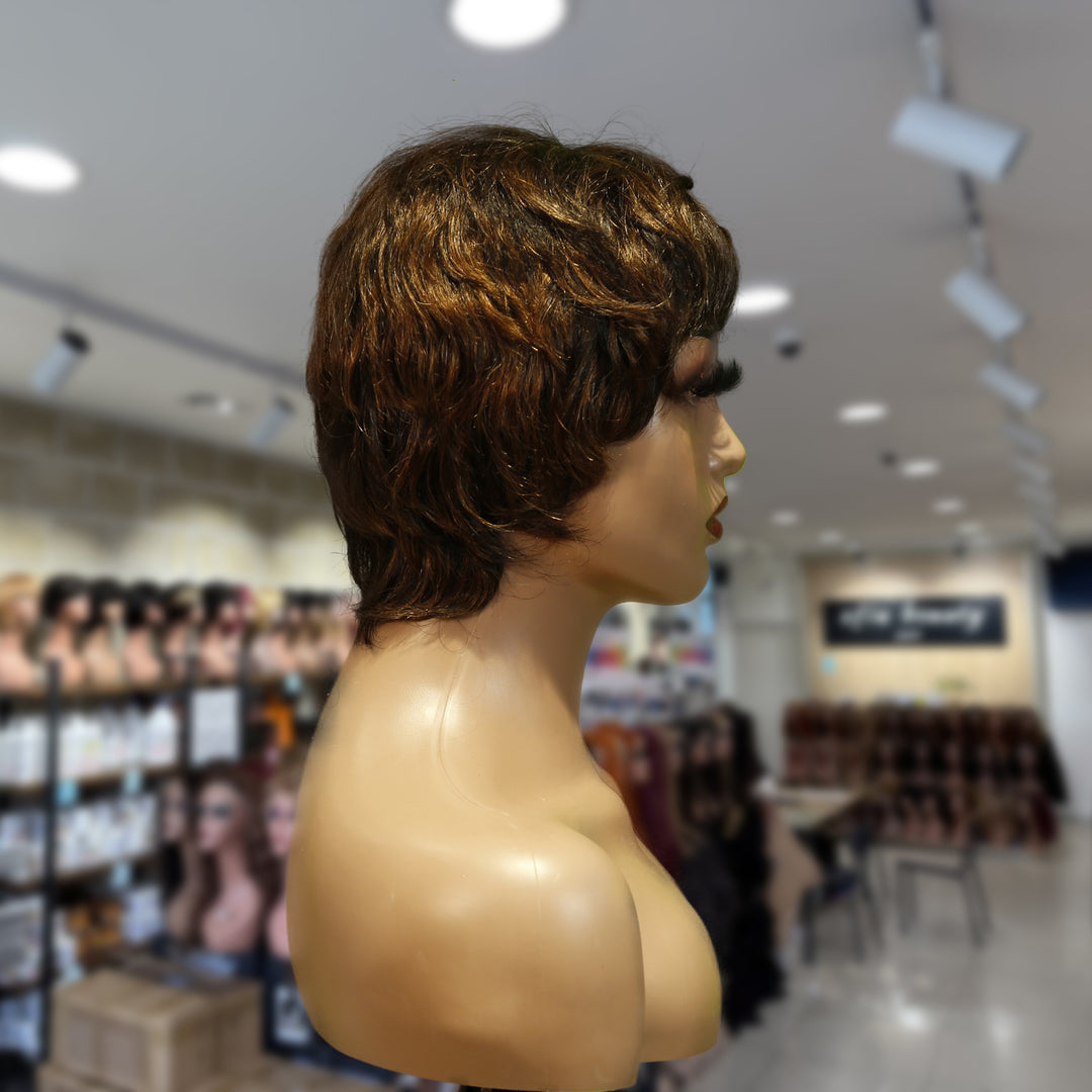Christy V Machine-Made Black Wig Remy Hair TC066