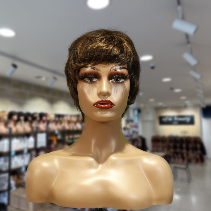 Christy V Machine-Made Black Wig Remy Hair TC066