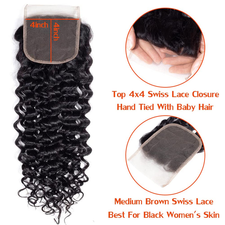 Christy V Remy Hair 4x4 Jerry Curly Closure