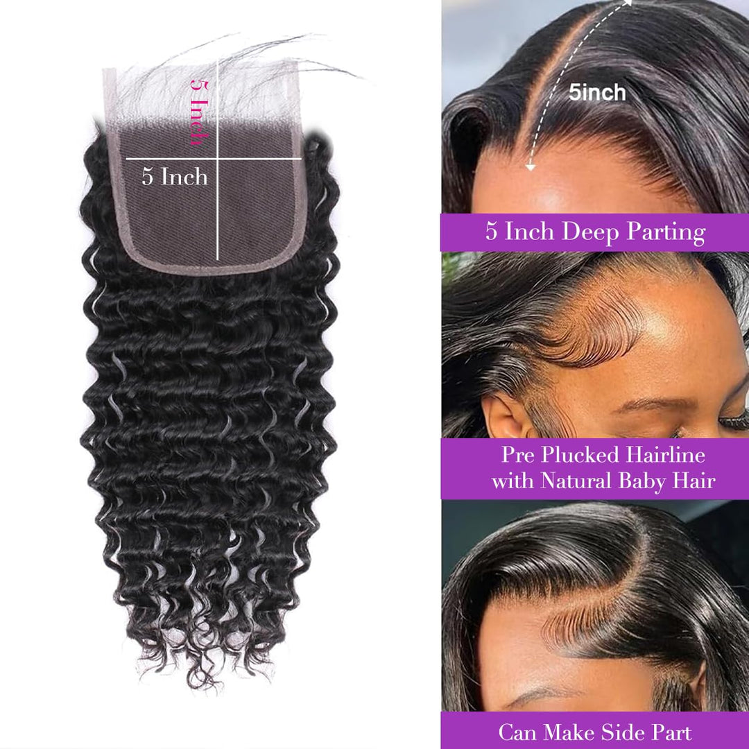 Christy V Remy Hair 5x5 Deep Wave HD Closure