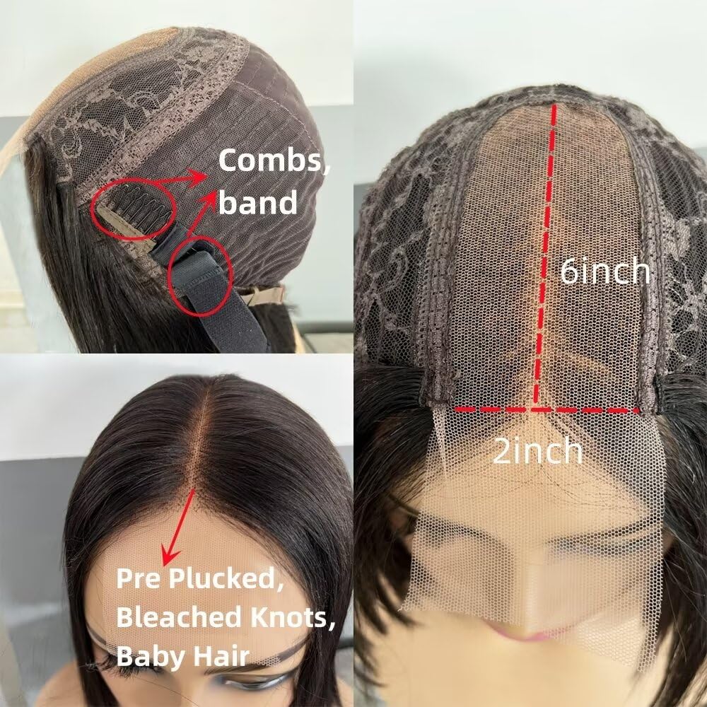 Christy V Natural Black Asian Raw Hair 2x6 HD Lace Closure Straight Bob Human Hair Wig