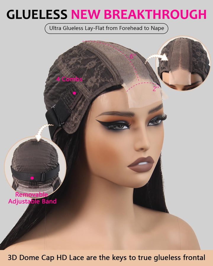 Christy V Natural Black Remy Hair 2x6 Lace Closure Straight Bob Human Hair Wig
